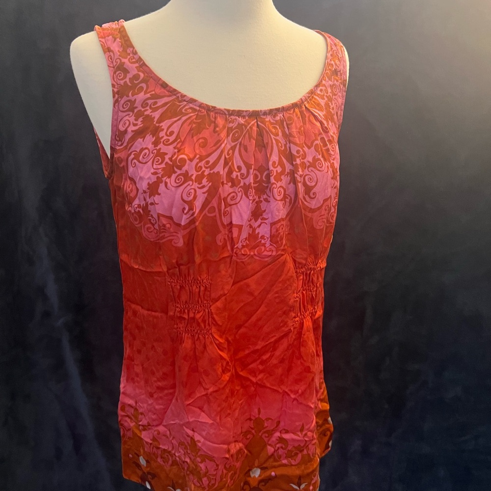 CABi True Love Red and Pink Paisley Print Sleeveless Top - EUC